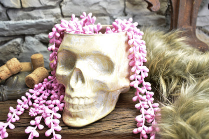 Big skull plantpot beige effect