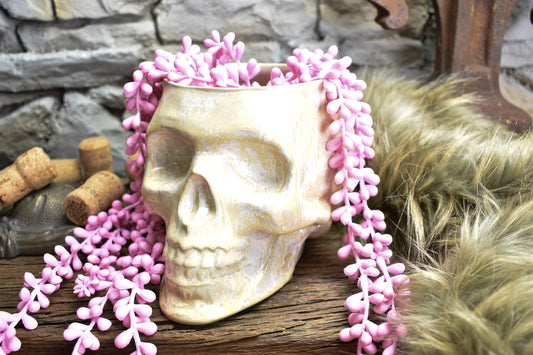 Big skull plantpot beige effect
