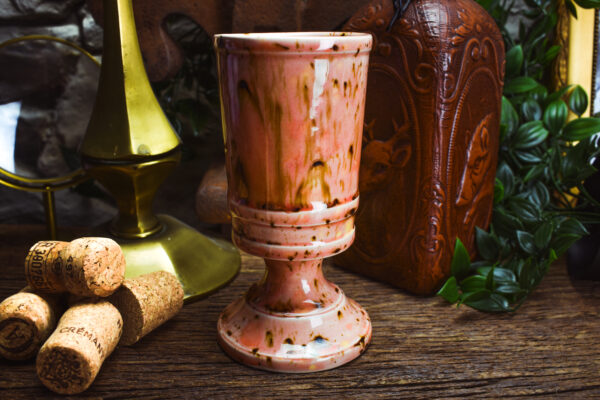 Handmade ceramic chalice with shiny pink effect glaze - Image 4