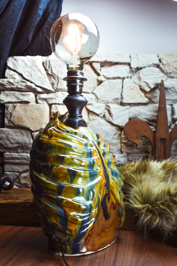 Handmade ceramic ribcage lamp with special effect glaze - Image 5