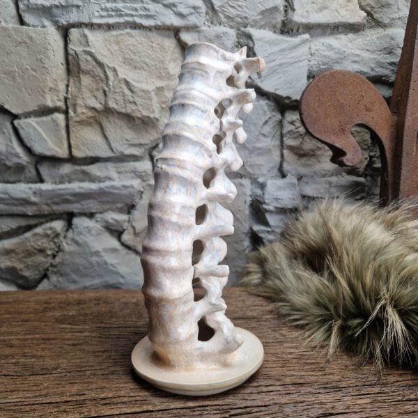Handmade ceramic spine candle holder white beige effect - Image 2