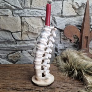 Handmade ceramic spine candle holder white beige effect