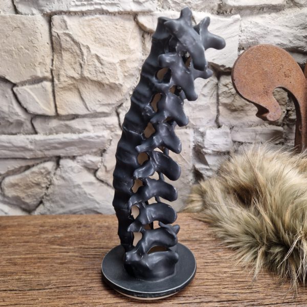 Handmade ceramic spine candle holder matt black - Image 3