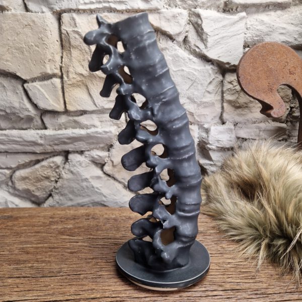 Handmade ceramic spine candle holder matt black - Image 6