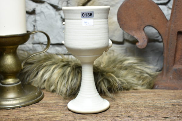 Handmade ceramic wine goblet white matt glaze - Image 2