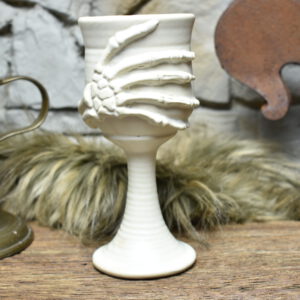 Handmade ceramic wine goblet white matt glaze