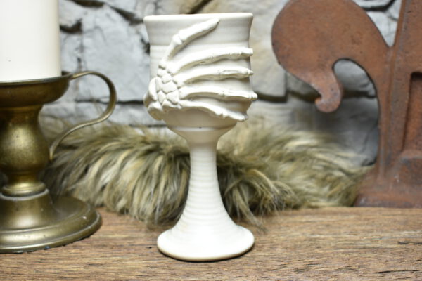 Handmade ceramic wine goblet white matt glaze