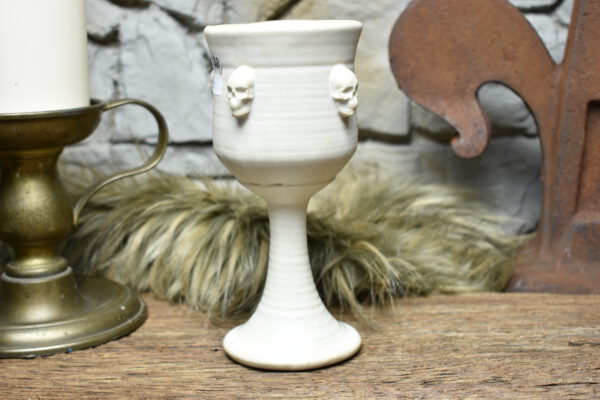 Handmade ceramic wine goblet white matt glaze - Image 4