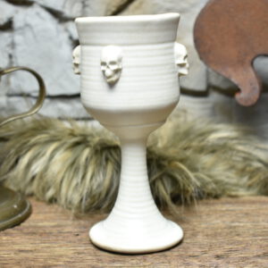 Handmade ceramic wine goblet white matt glaze