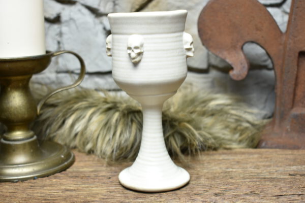 Handmade ceramic wine goblet white matt glaze