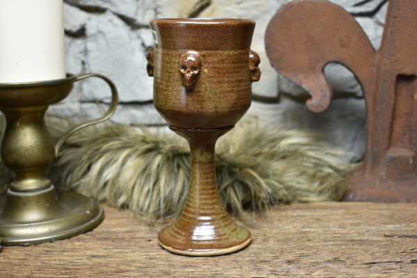 Handmade ceramic wine goblet brown matt glaze - Image 4