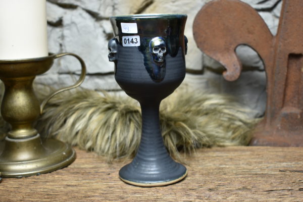 Handmade ceramic wine goblet black matt and effect glaze 4 - Image 3