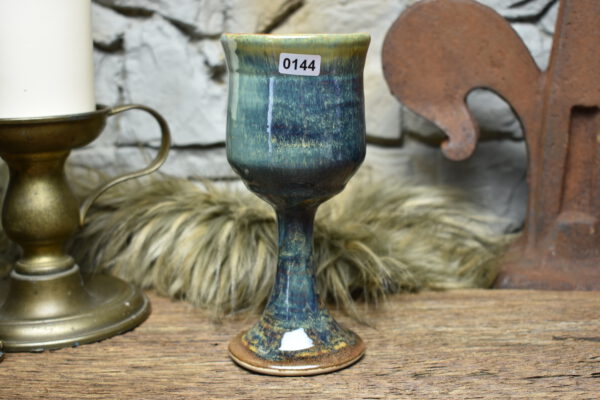 Handmade ceramic wine goblet black matt and effect glaze 5 - Image 4