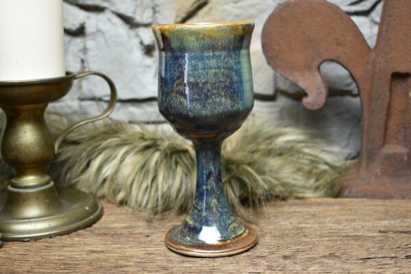 Handmade ceramic wine goblet black matt and effect glaze 5 - Image 2
