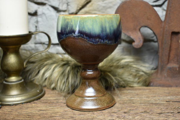 Handmade ceramic grail 500ML with shiny and matt brown effect glaze 1 - Image 4