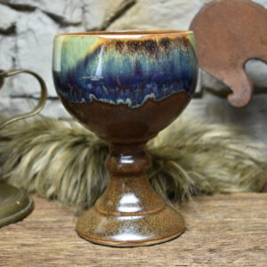 Handmade ceramic grail 500ML with shiny and matt brown effect glaze 1