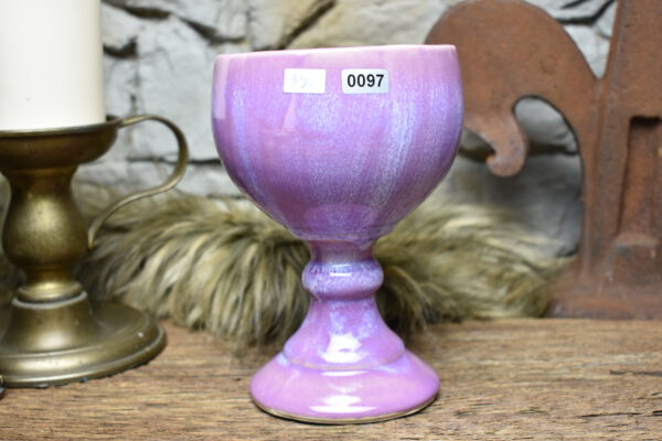 Handmade ceramic grail 500ML with lilac effect glaze - Image 4