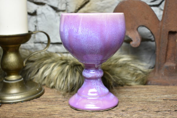 Handmade ceramic grail 500ML with lilac effect glaze