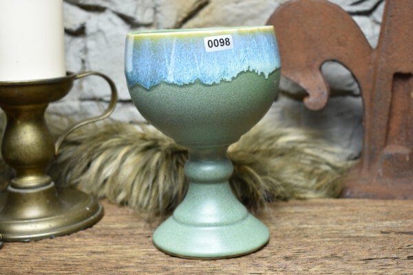 Handmade ceramic grail 500ML with green matt and effect glaze 1 - Image 4