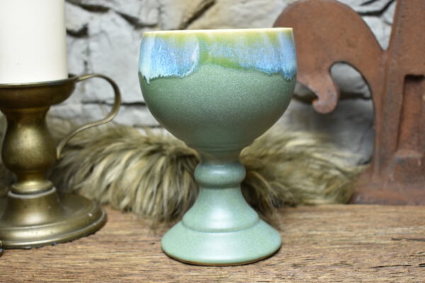 Handmade ceramic grail 500ML with green matt and effect glaze 1 - Image 3