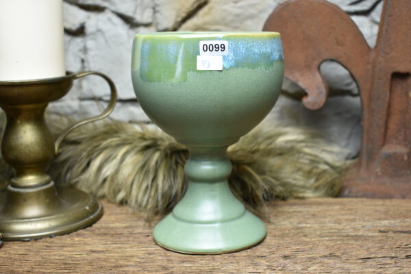 Handmade ceramic grail 500ML with green matt and effect glaze 2 - Image 2