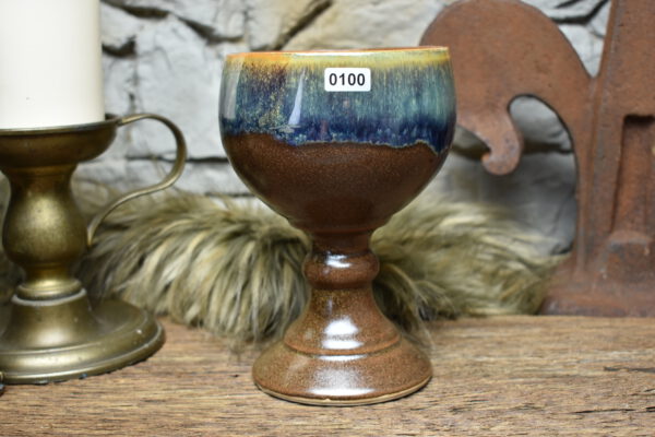 Handmade ceramic grail 500ML with brown and blue effect glaze 2 - Image 4
