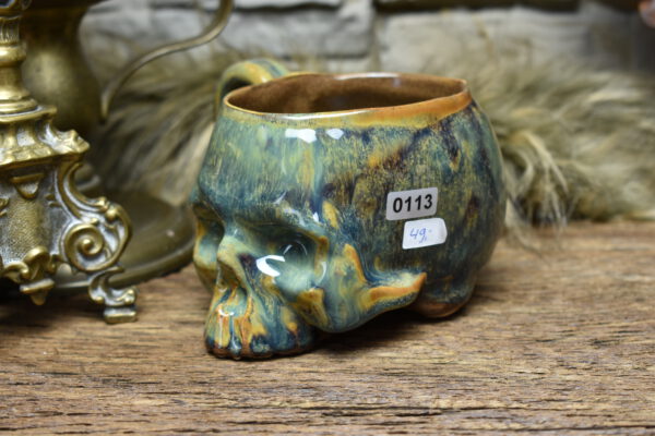 Skull mug brown blue effect glaze 3 - Image 3