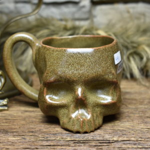 Skull mug brown matt glaze 3