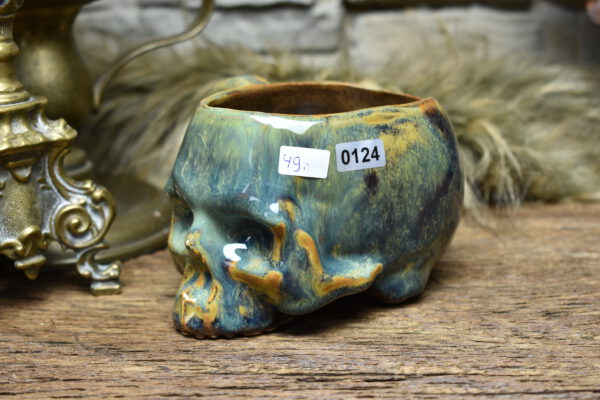 Skull mug brown and blue effect glaze 7 - Image 2