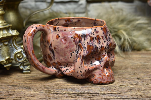 Skull mug bordeaux and black spots effect glaze 2 - Image 2