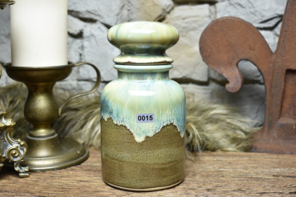 Apothecary pot brown green blue effect glaze - Image 4