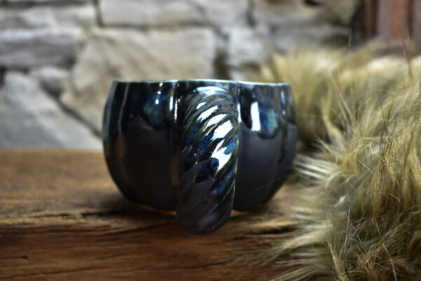 Pumpkin mug matt black and shine effect glaze - Image 3