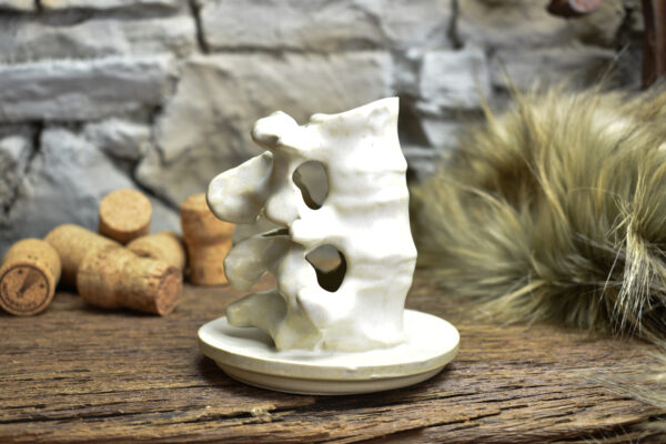 Handmade ceramic small spine candle holder matt white 1 - Image 5