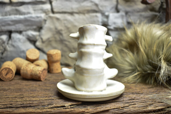 Handmade ceramic small spine candle holder matt white 1 - Image 4