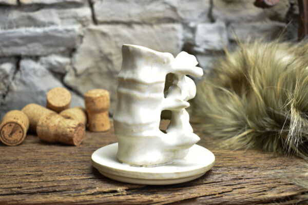 Handmade ceramic small spine candle holder matt white 1 - Image 3