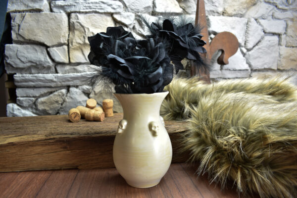 Handmade small vase with skulls white matt - Image 2