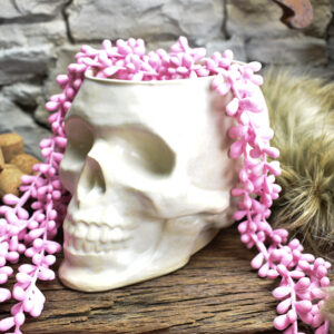 Big skull plantpot white matt