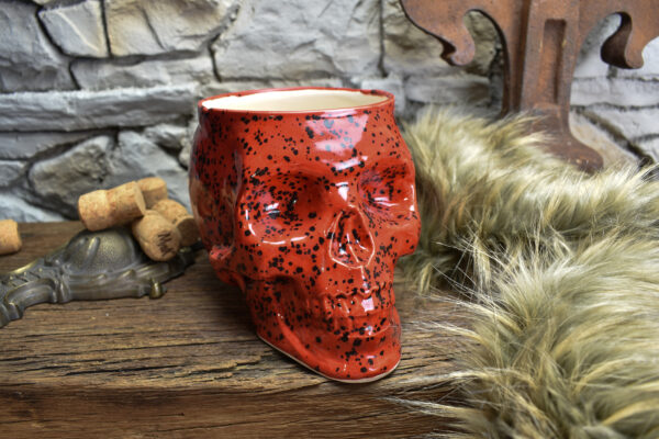 Big skull plantpot red and black spots - Image 6