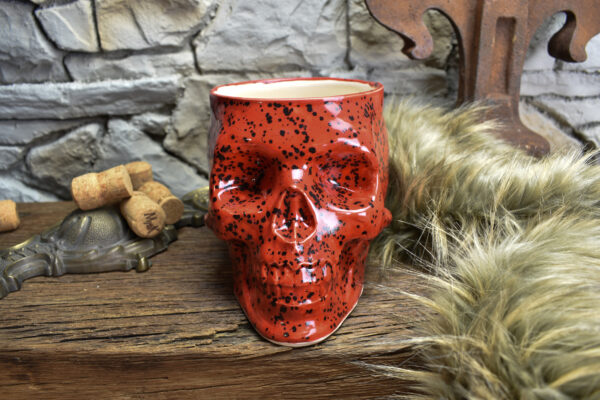 Big skull plantpot red and black spots - Image 5