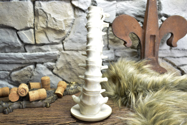 Handmade ceramic spine candle holder white matt - Image 3