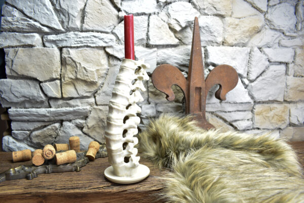 Handmade ceramic spine candle holder white matt