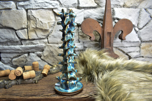 Handmade ceramic spine candle holder brown/blue effect glaze - Image 6