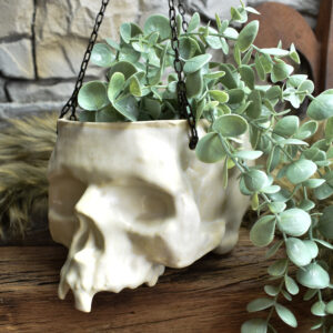 Large hanging skull plantpot white matt