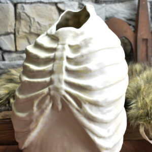 Handmade ribcage vase white matt