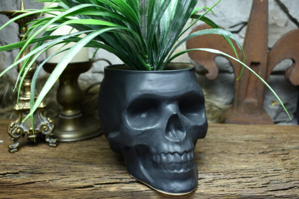 Big skull plantpot black matt - Image 2