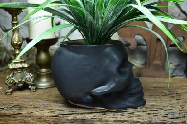 Big skull plantpot black matt - Image 4