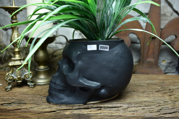 Big skull plantpot black matt - Image 3