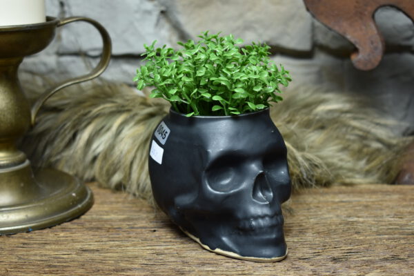 Small skull plantpot black matt 2 - Image 5
