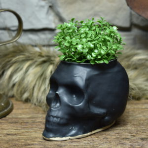 Small skull plantpot black matt 2