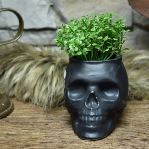 Small skull plantpot black matt 3